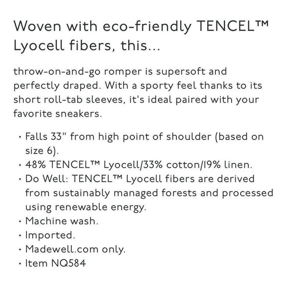 MADEWELL Romper Women 14 Khaki Tan Tie Waist NEW Muscle Tank Lyocell Linen NQ584 - Picture 3 of 12